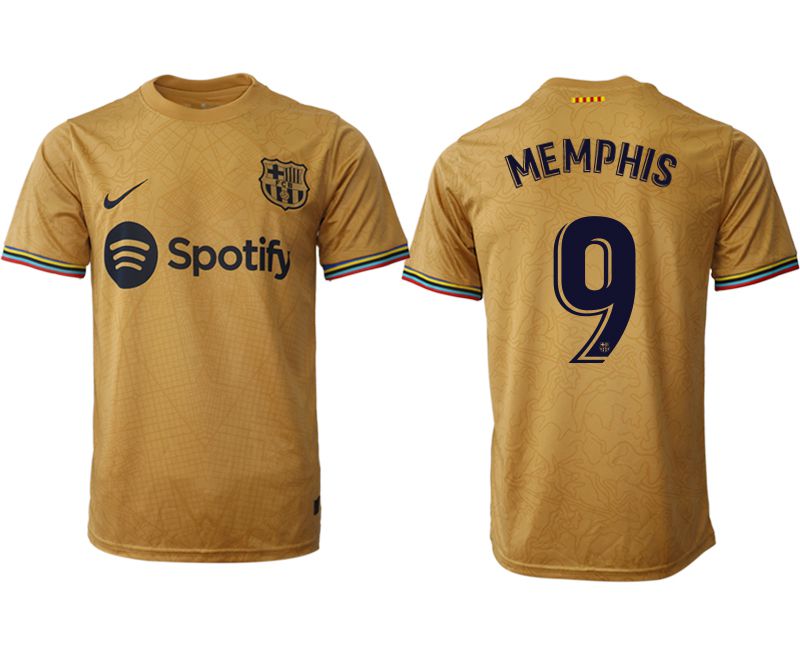 Men 2022-2023 Club Barcelona away aaa version yellow #9 Soccer Jersey